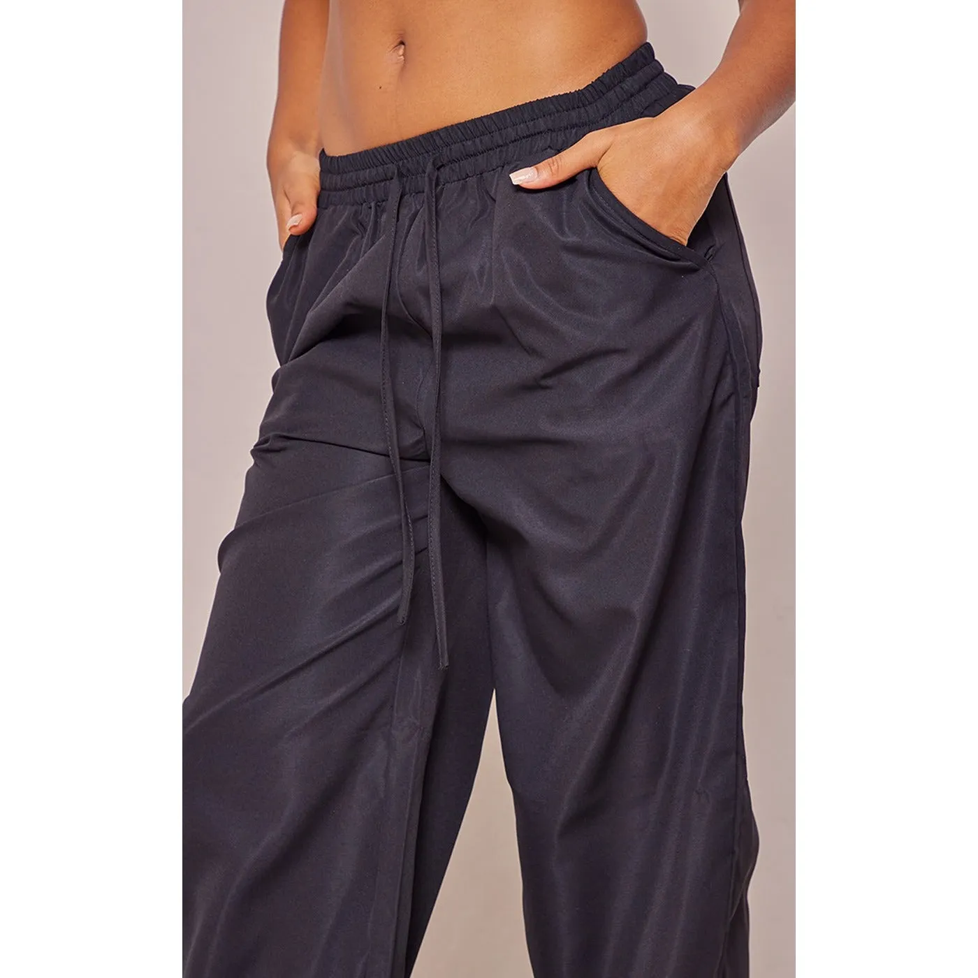 Black Soft Tailored Wide Leg Trousers