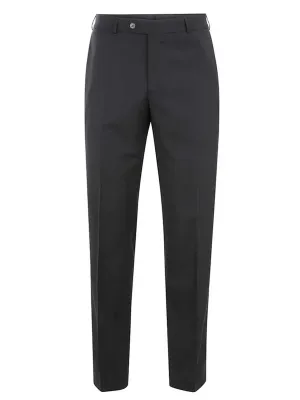 BRUHL Steward Plain Front Trousers - Classic Wool Mix Formal - Charcoal