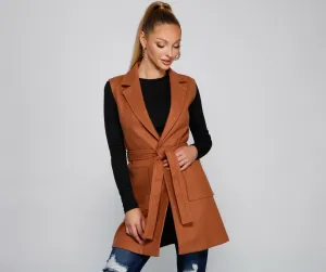 City Girl Faux Wool Trench Vest