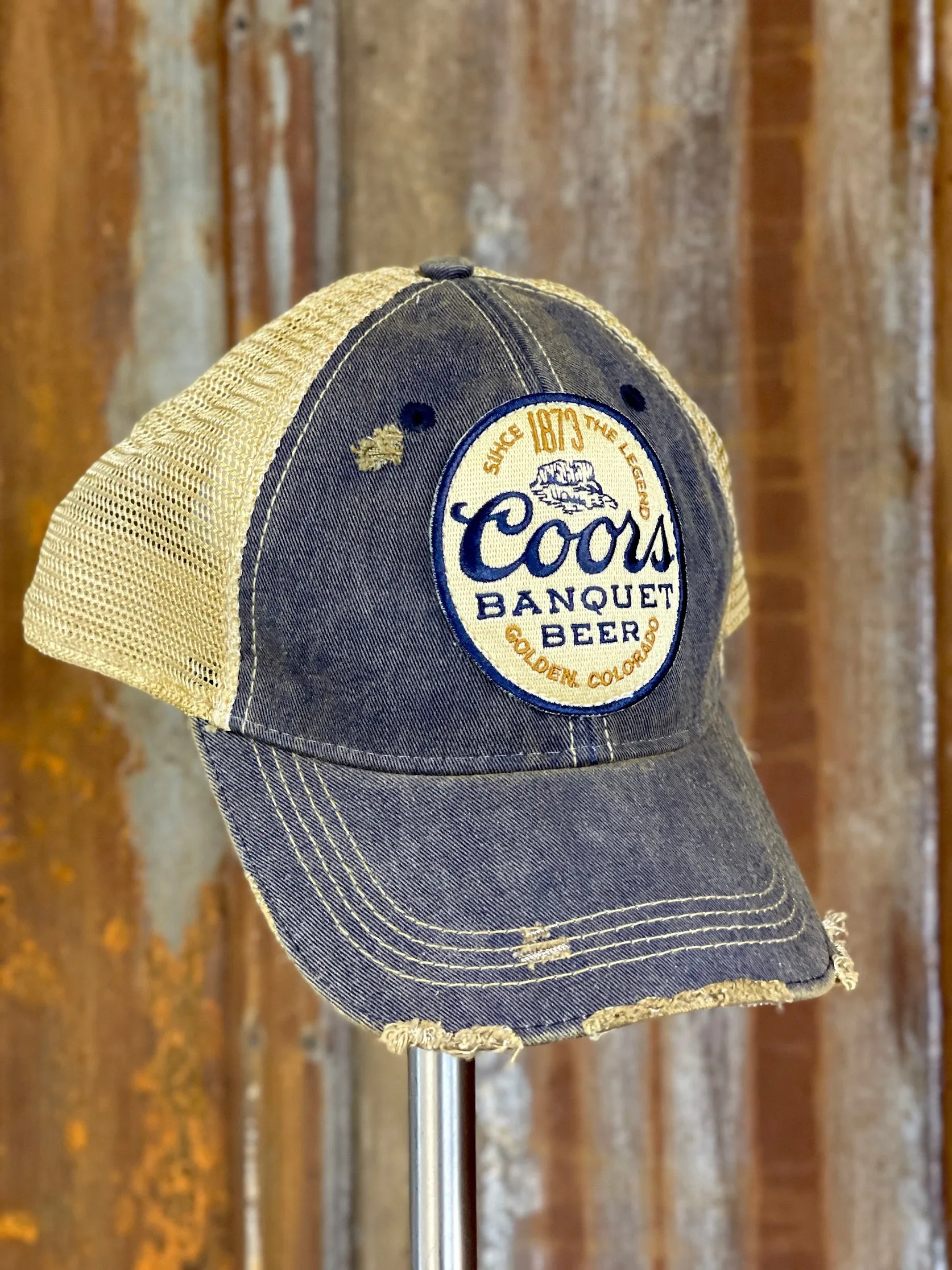 Coors Banquet OVAL 1873 Retro Hat- Distressed Navy Snapback