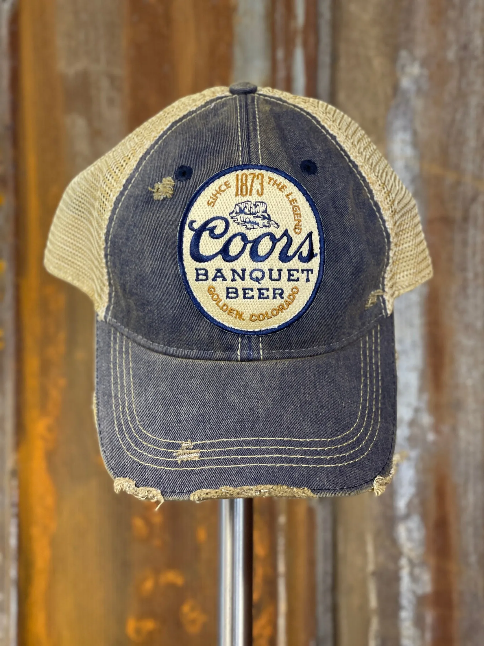 Coors Banquet OVAL 1873 Retro Hat- Distressed Navy Snapback