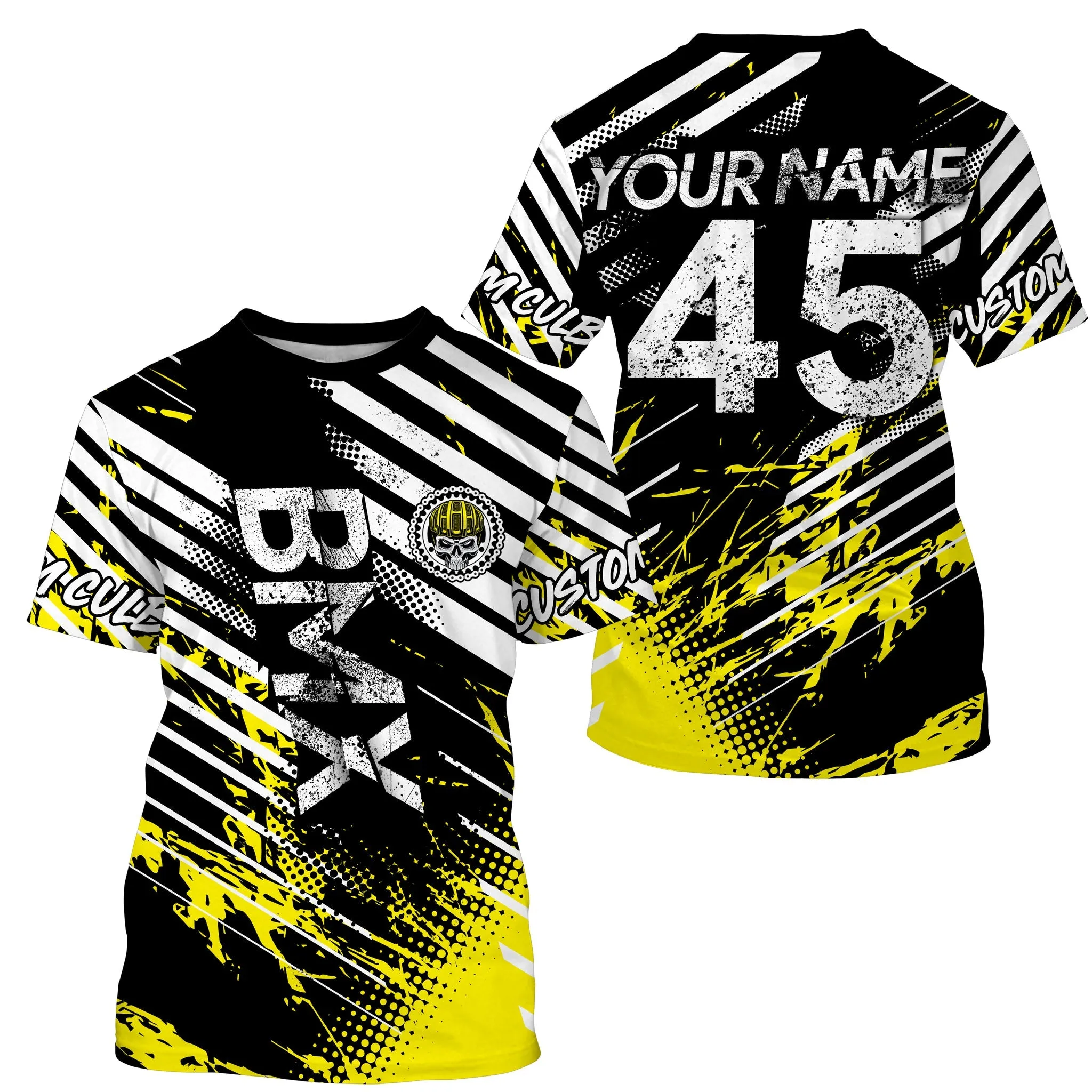 Custom BMX Yellow Skull Racing Jersey BMX Bike 3D Long Sleeve Shirts Bicycle Motocross Cycling Racewear