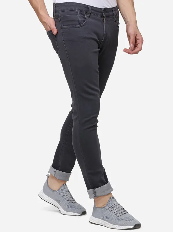 Dark Olive Narrow Fit Solid Jeans | Greenfibre