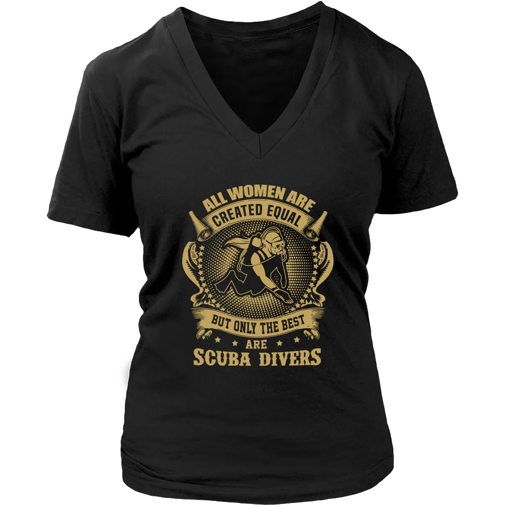 District Womens V-Neck - Front Printed Only - All women are created equal