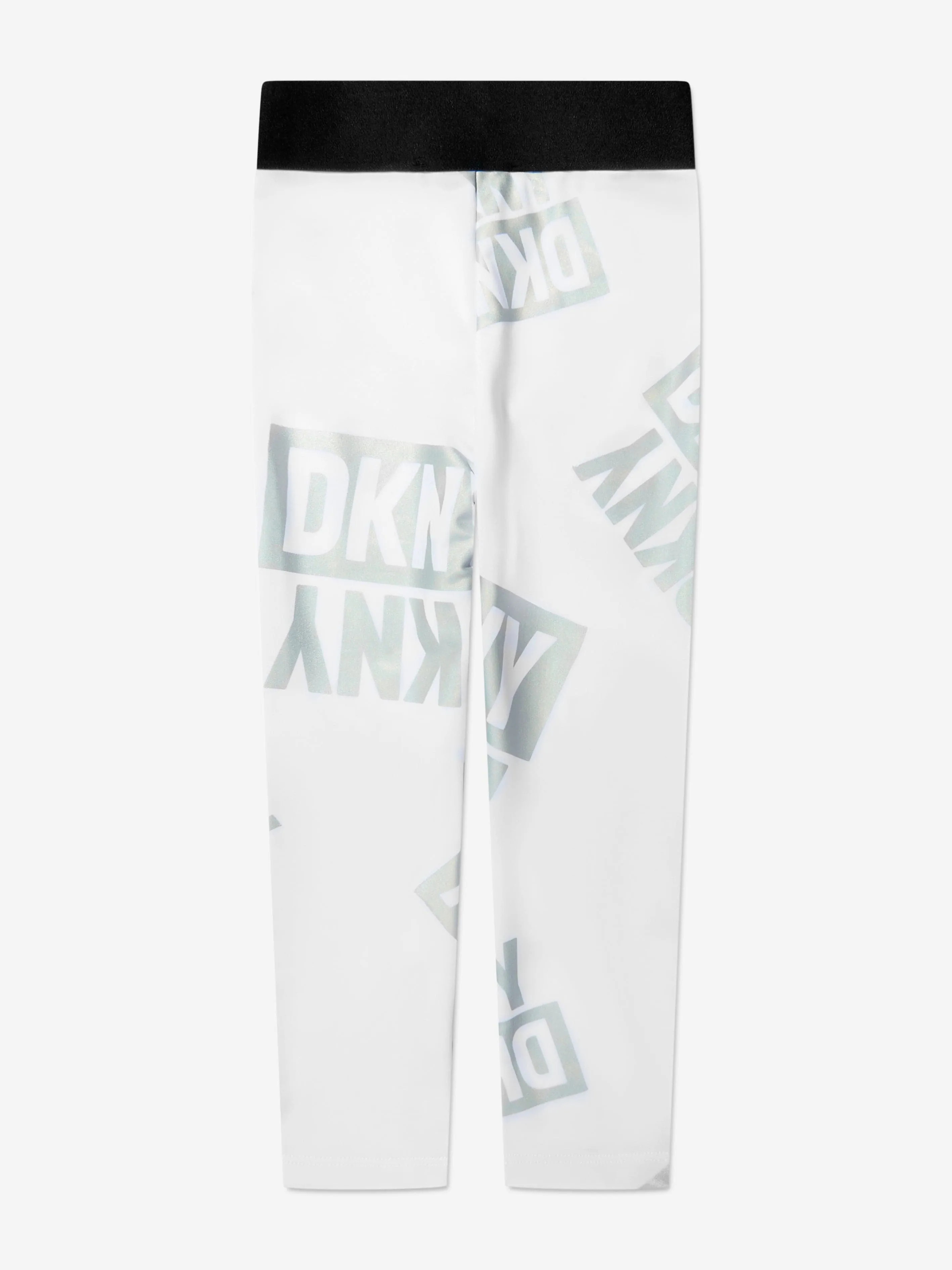 DKNY Girls Logo Print Leggings in White