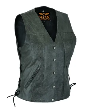 Dream Apparel Women Vest Side Laces Grey