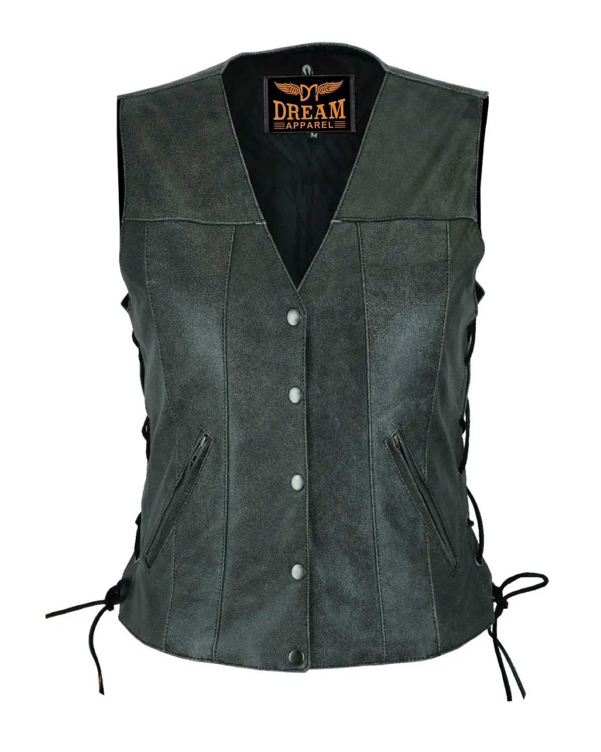 Dream Apparel Women Vest Side Laces Grey