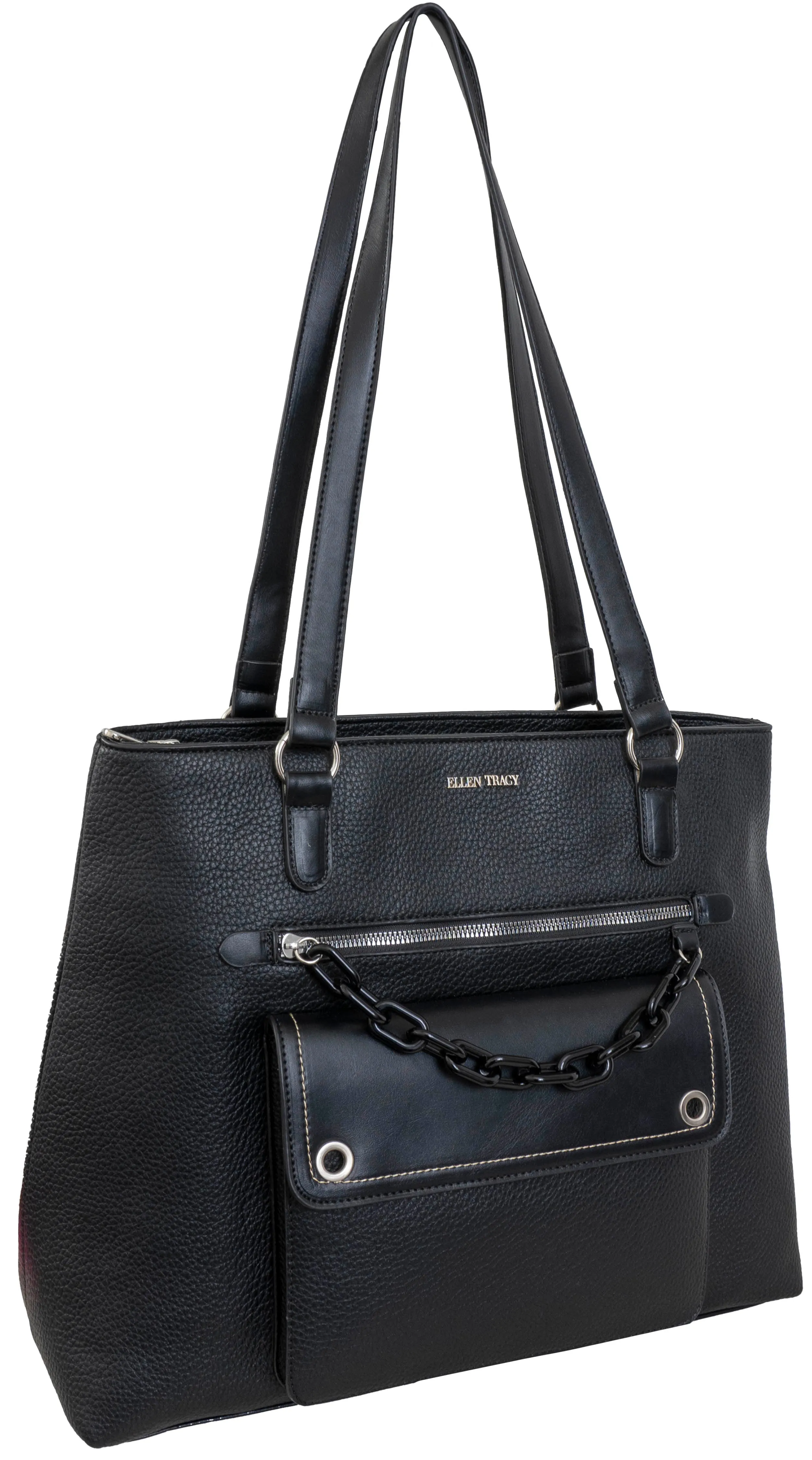 Ellen Tracy Workbook Tote with Decorative Resin Chain