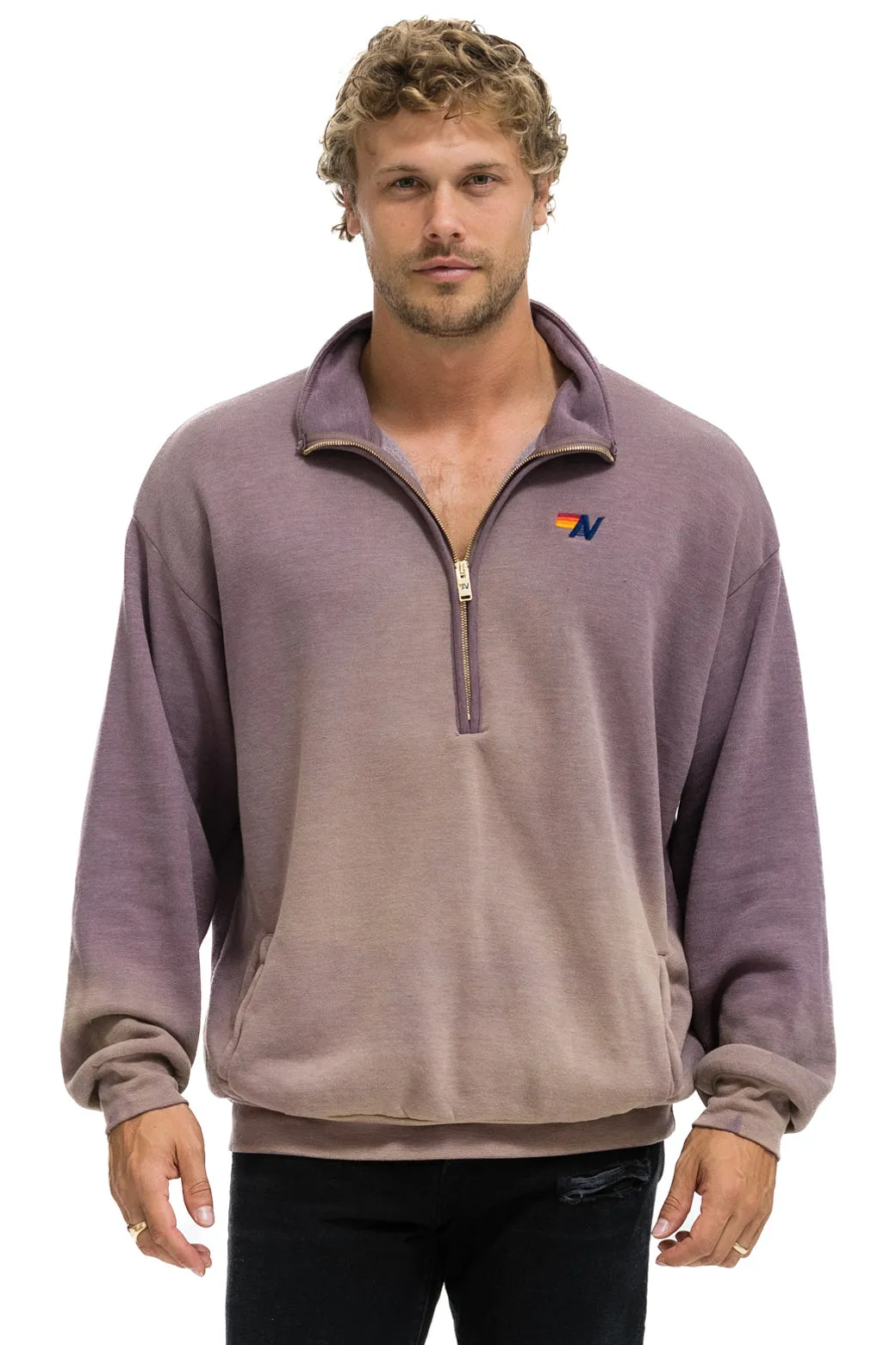 ESSENTIAL HALF ZIP RELAXED SWEATSHIRT - FADED MOCHA