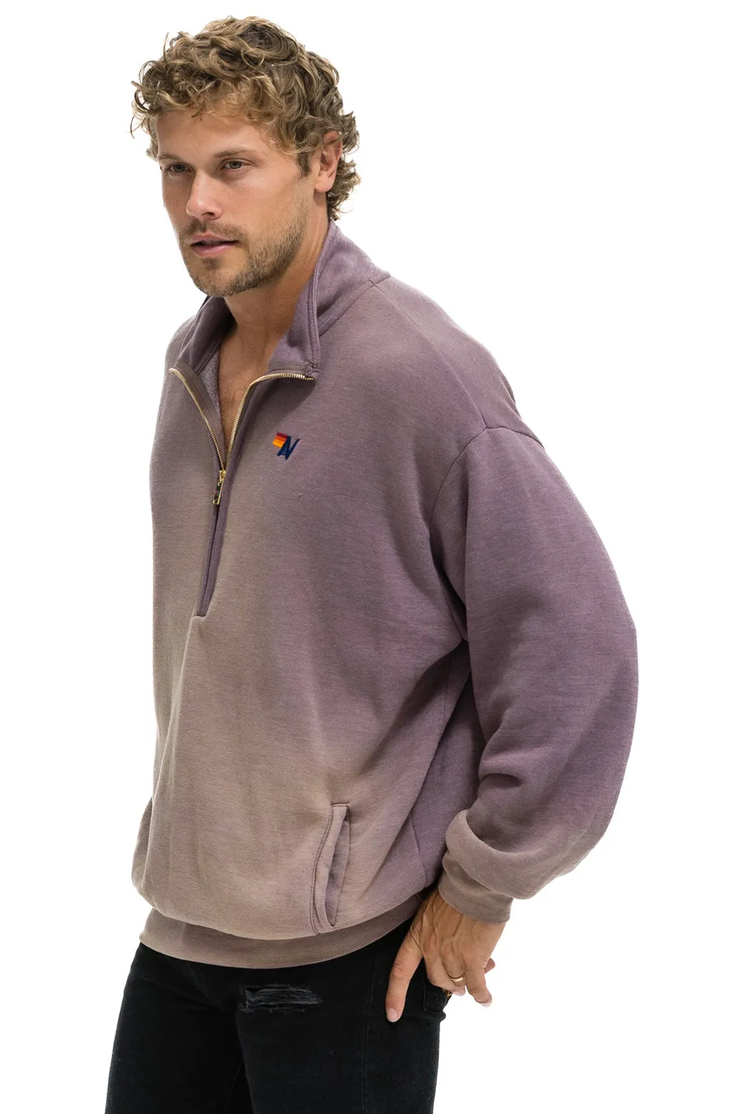 ESSENTIAL HALF ZIP RELAXED SWEATSHIRT - FADED MOCHA