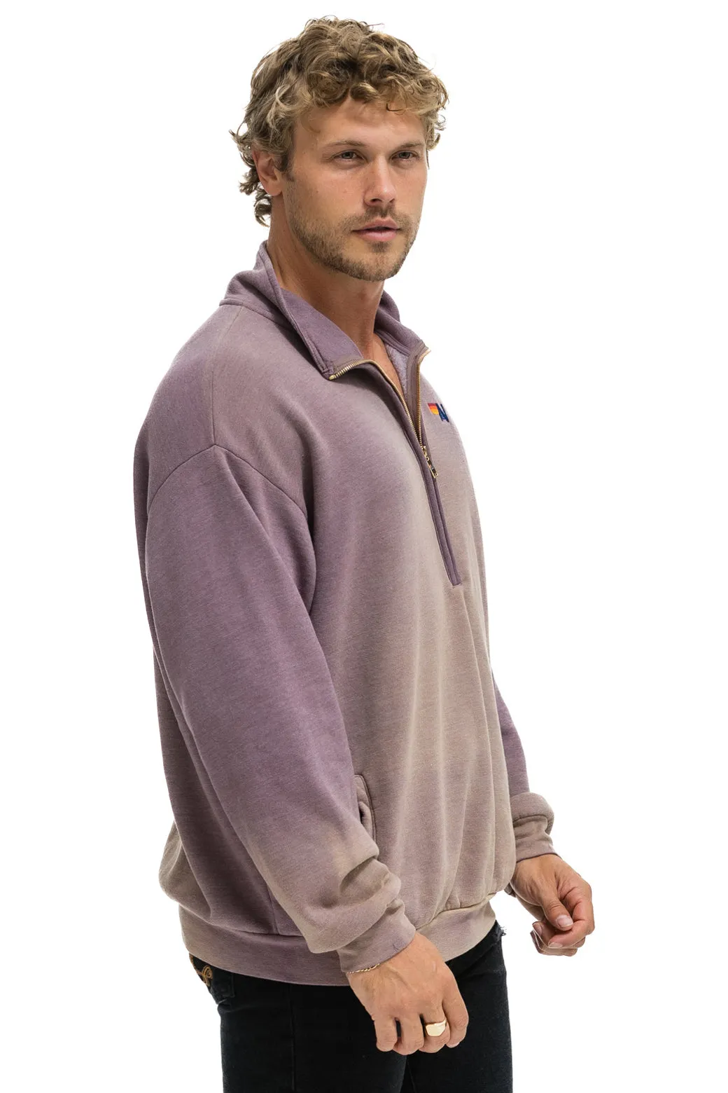 ESSENTIAL HALF ZIP RELAXED SWEATSHIRT - FADED MOCHA