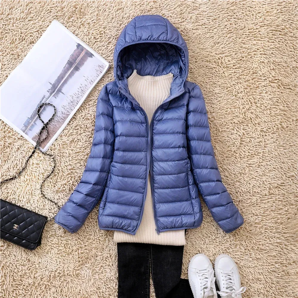 Female Ultra Lightweight Packable Hooded Down Coats