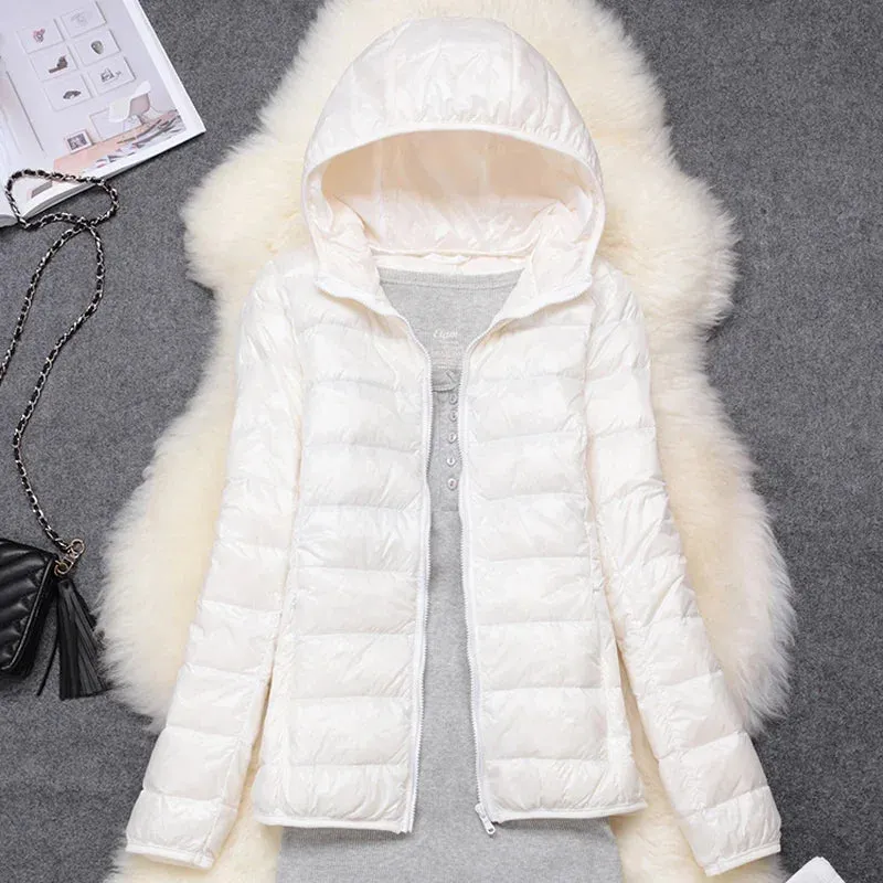 Female Ultra Lightweight Packable Hooded Down Coats