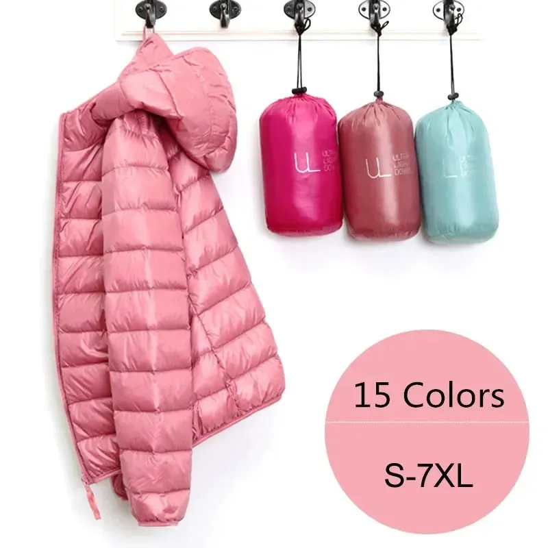 Female Ultra Lightweight Packable Hooded Down Coats