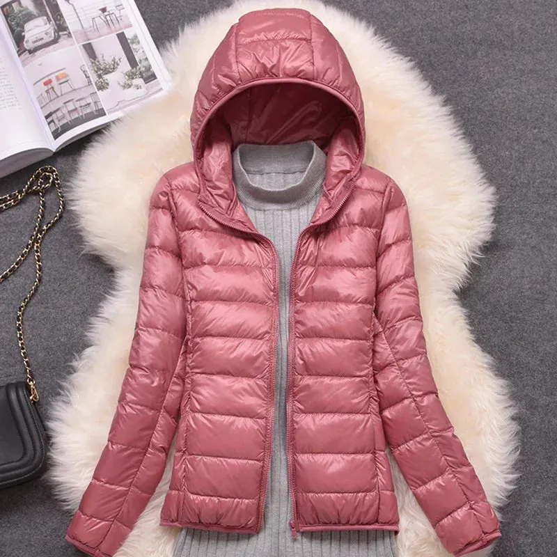 Female Ultra Lightweight Packable Hooded Down Coats