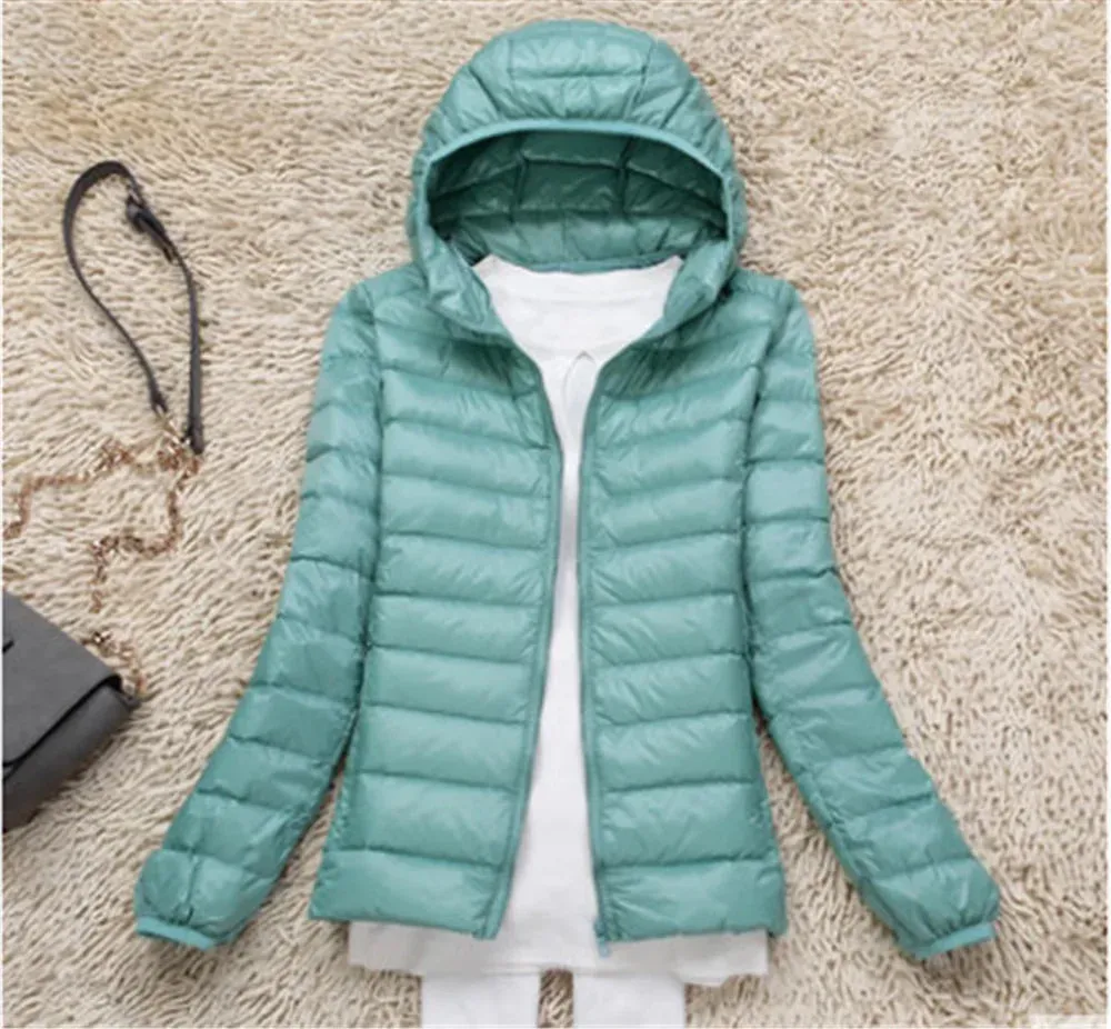 Female Ultra Lightweight Packable Hooded Down Coats