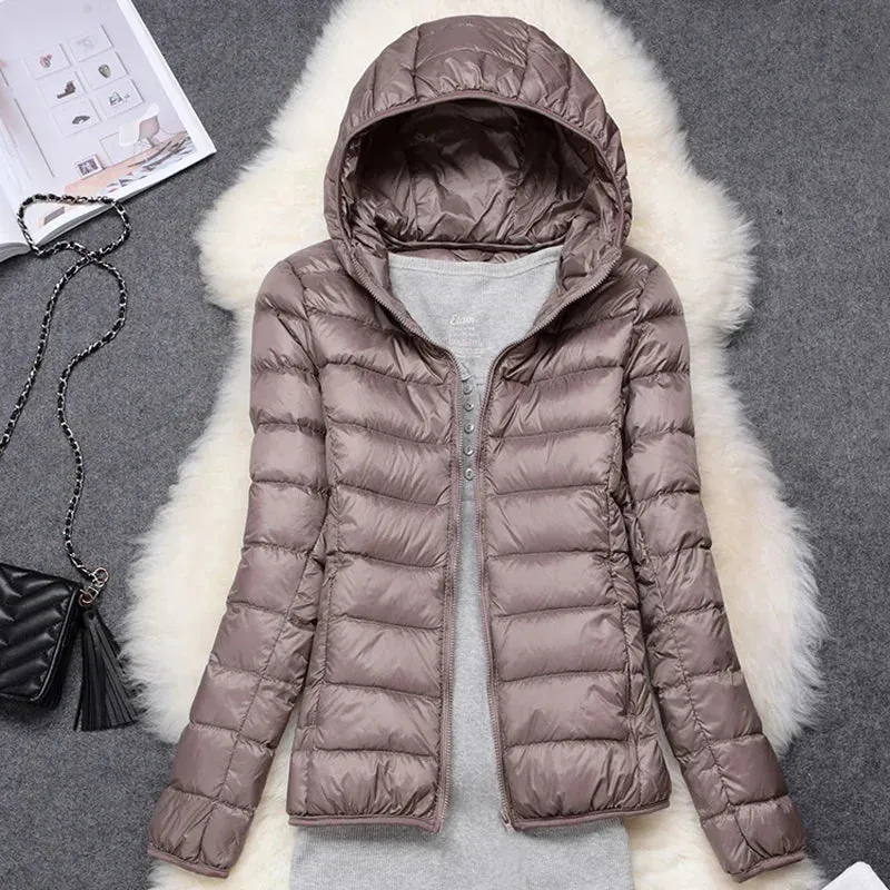 Female Ultra Lightweight Packable Hooded Down Coats