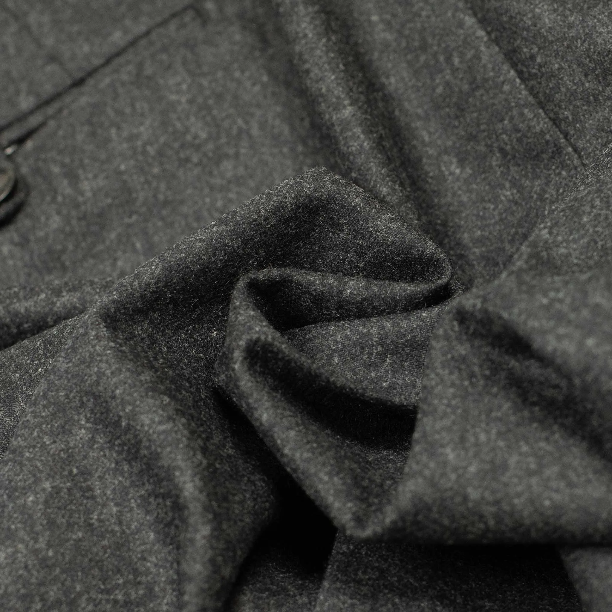 Flat-front trousers in charcoal wool flannel (restock)