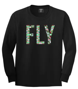 FLY Flamingo Print Summer Long Sleeve Boys Kids T-Shirt