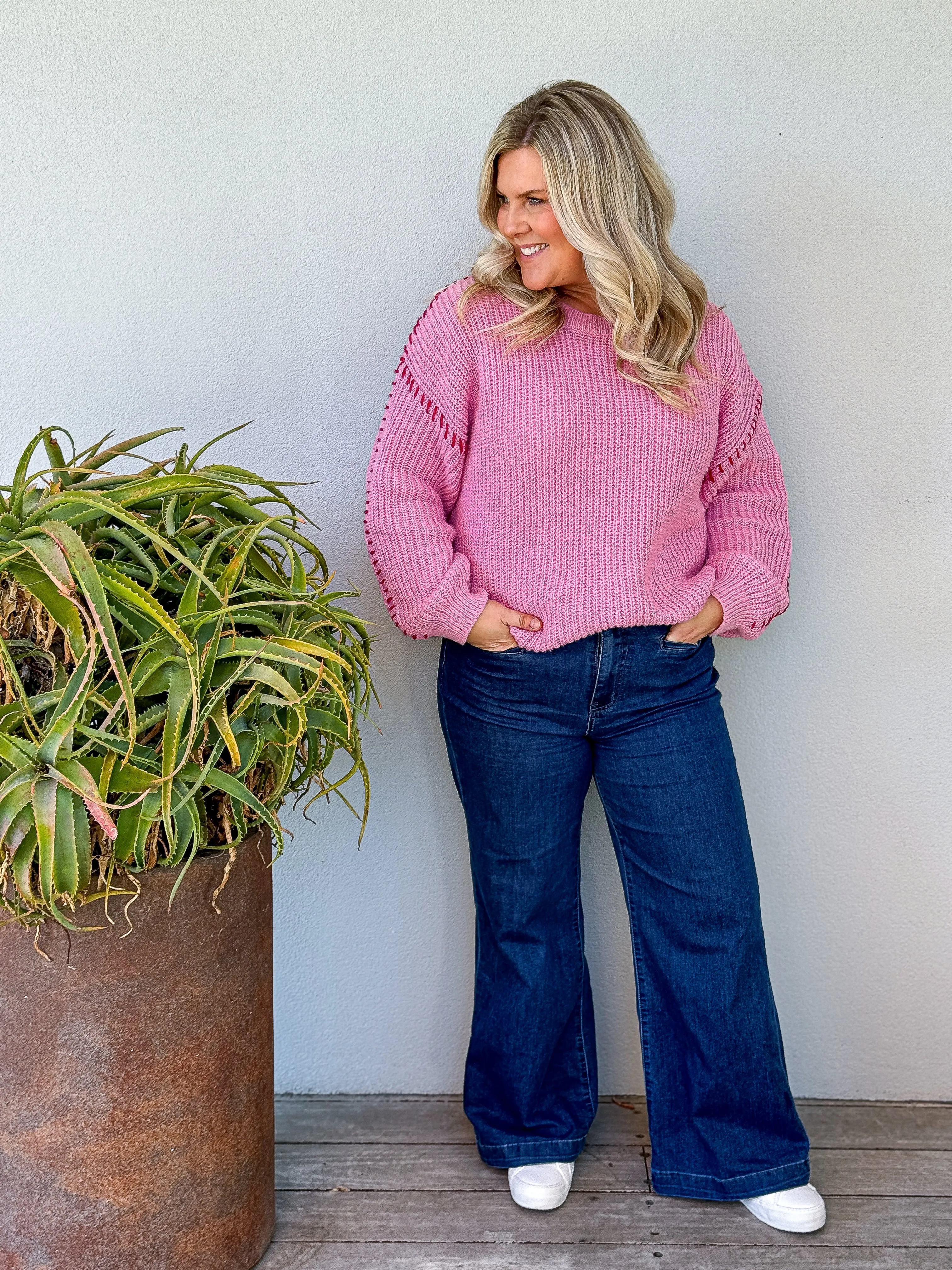 Gabriella Knit Top - Pink/Red