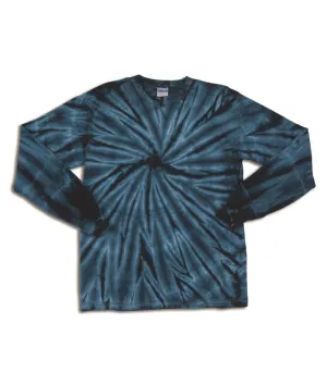 gildan tie-dye youth one-color long-sleeve cyclone tee - navy (l)