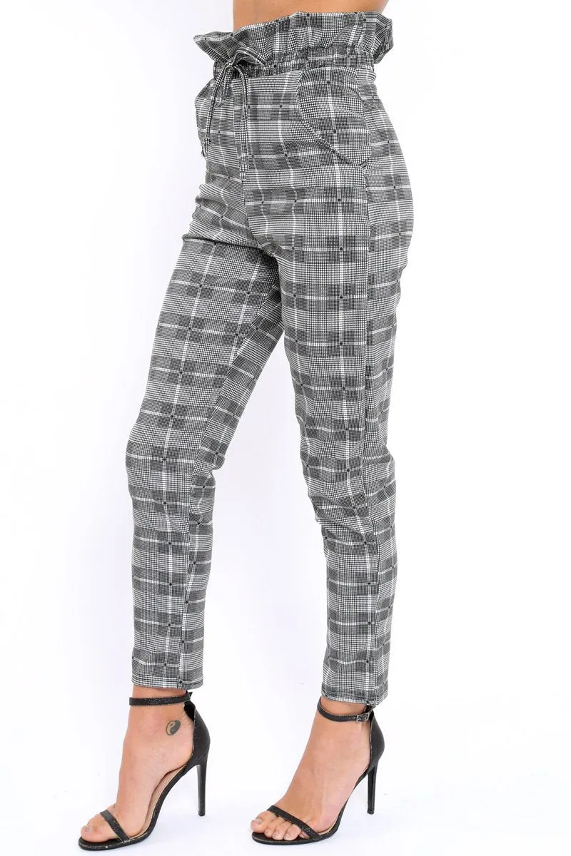 Gingham Long Legged Cigarette Trousers - Grayce