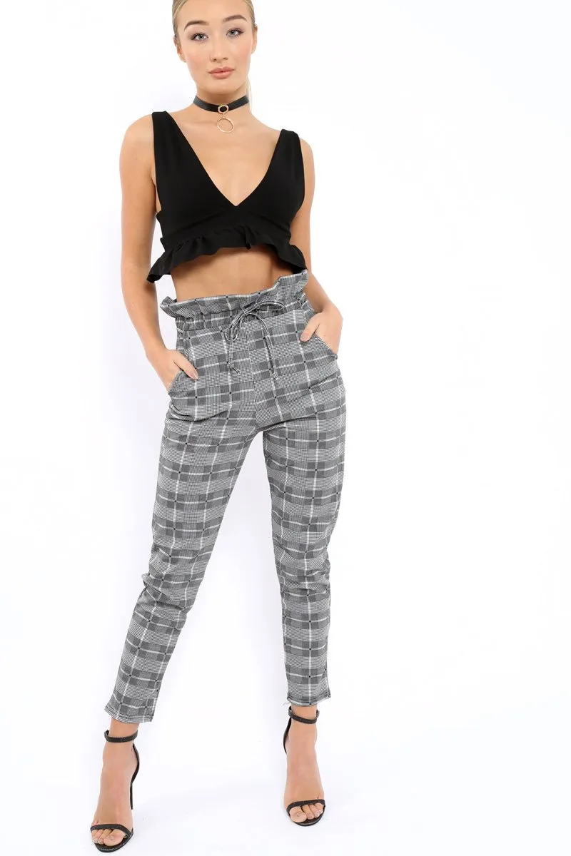 Gingham Long Legged Cigarette Trousers - Grayce