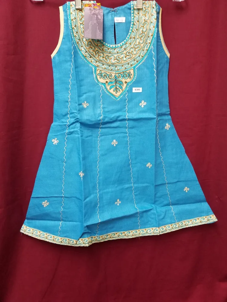 Girl’s 6305 Blue Embroidered Detail  Suit  Indian Party Wear Shieno Sarees