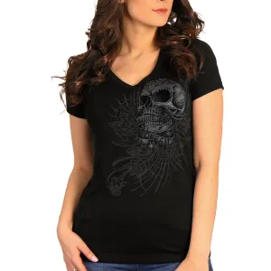 Hot Leathers GLC1565 Ladies Black Sweet Demise V-Neck Shirt