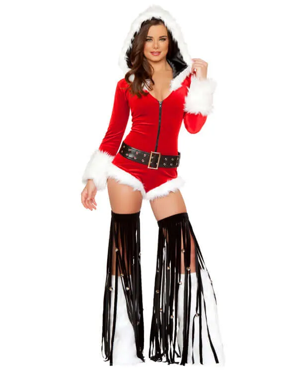 Jingle Bell Black Fringe Leggings