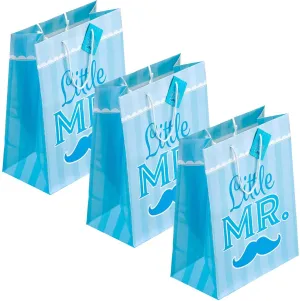 Kicko Large Blue Mustache Gift Bags - 3 Pack - 13 Inches - for Party Favors, New Moms