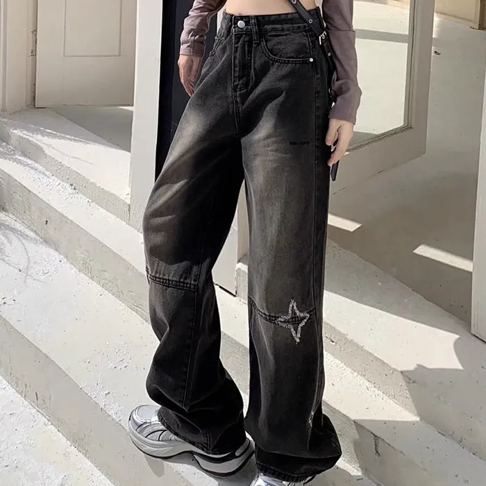 Knee Star Black Jeans