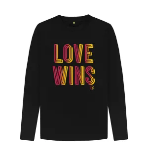 Love Wins Disco long sleeve tee. Black, white, grey, denim blue. 100% organic cotton. Free UK post