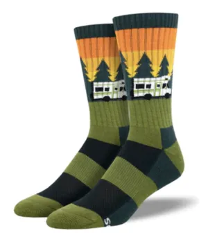 Men's Merino Wool RV There Yet Crew Sock - Green