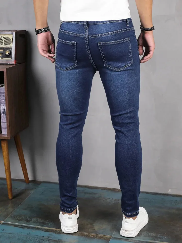 Men's Mid-Waist Classic Stretch-Fit Pencil Jeans