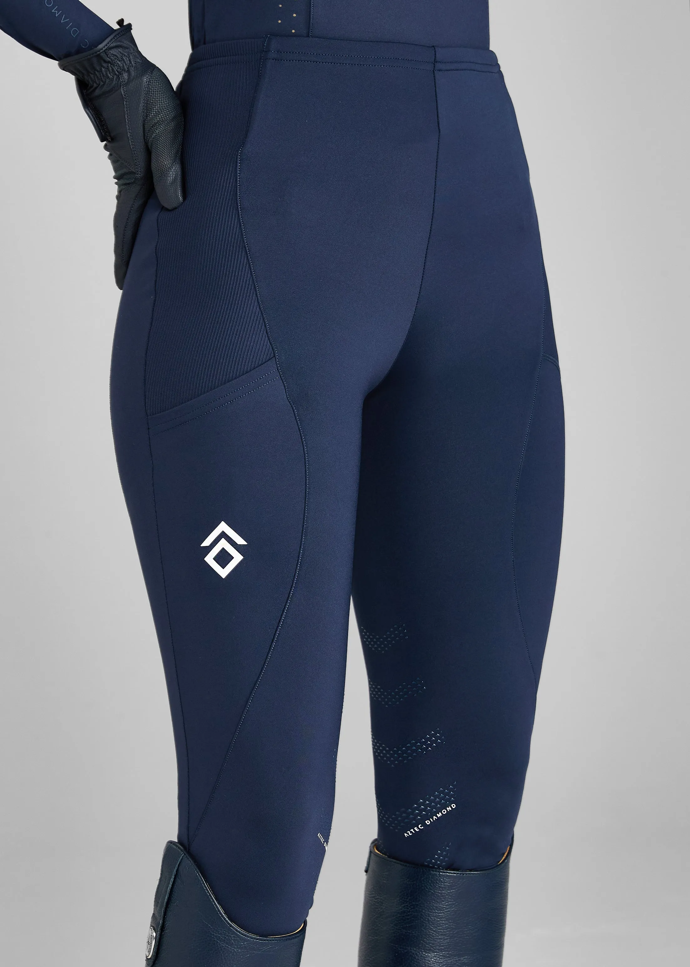 Navy/White Core Leggings Knee Grip