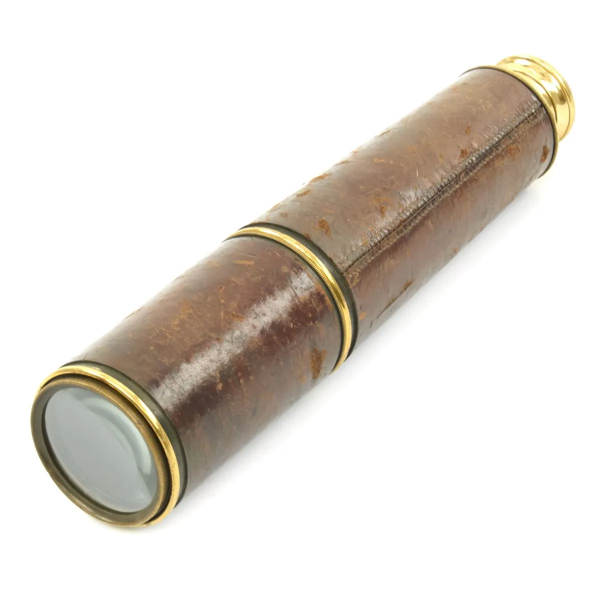 Original British WWI Officer's Three Draw Brass Telescope named to Capt. K.W. Greene - Dated 1917