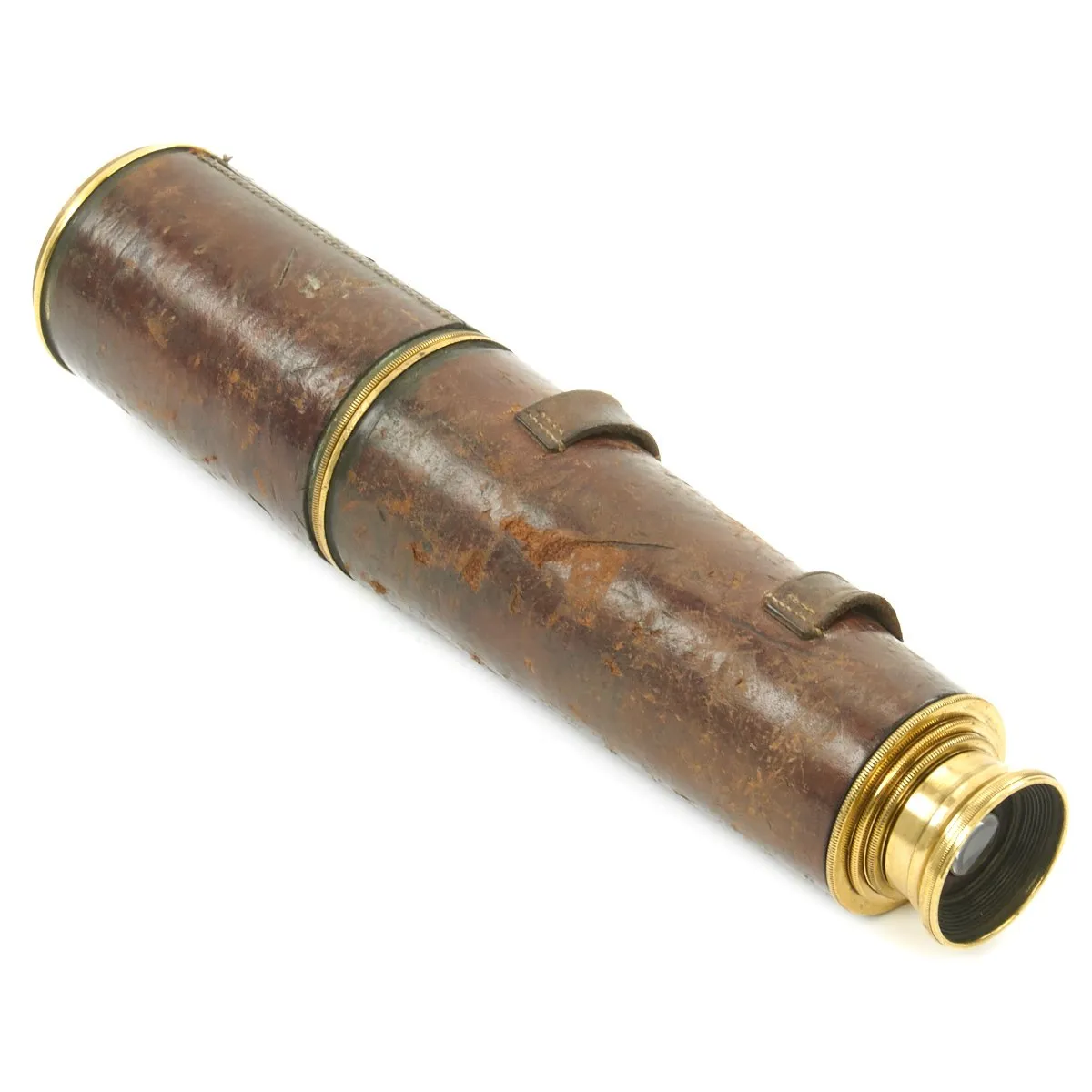 Original British WWI Officer's Three Draw Brass Telescope named to Capt. K.W. Greene - Dated 1917