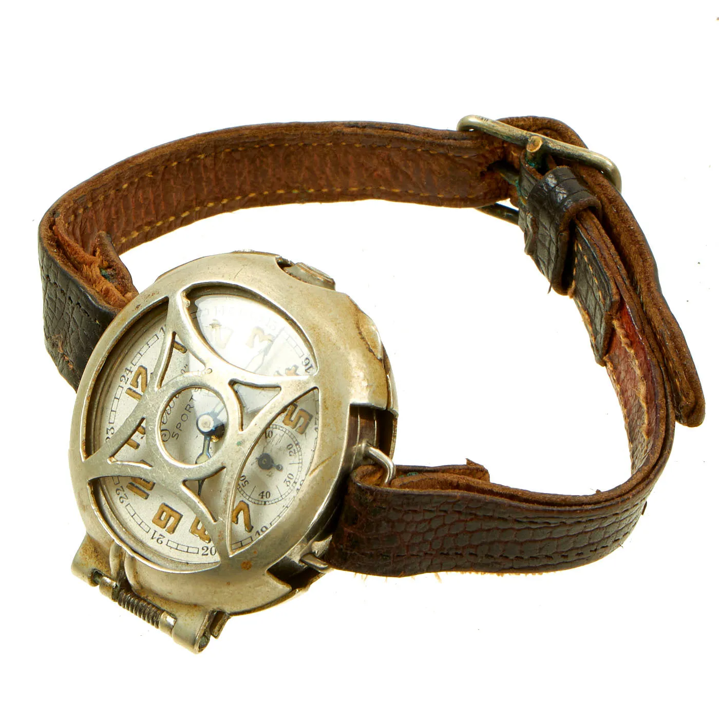 Original British WWI Officer's Trench Wrist Watch with Shrapnel Protector - circa 1915