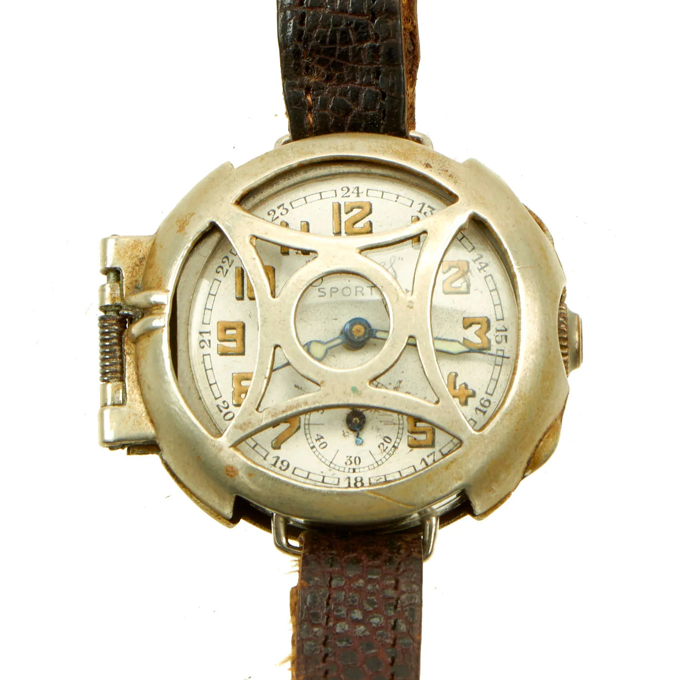 Original British WWI Officer's Trench Wrist Watch with Shrapnel Protector - circa 1915