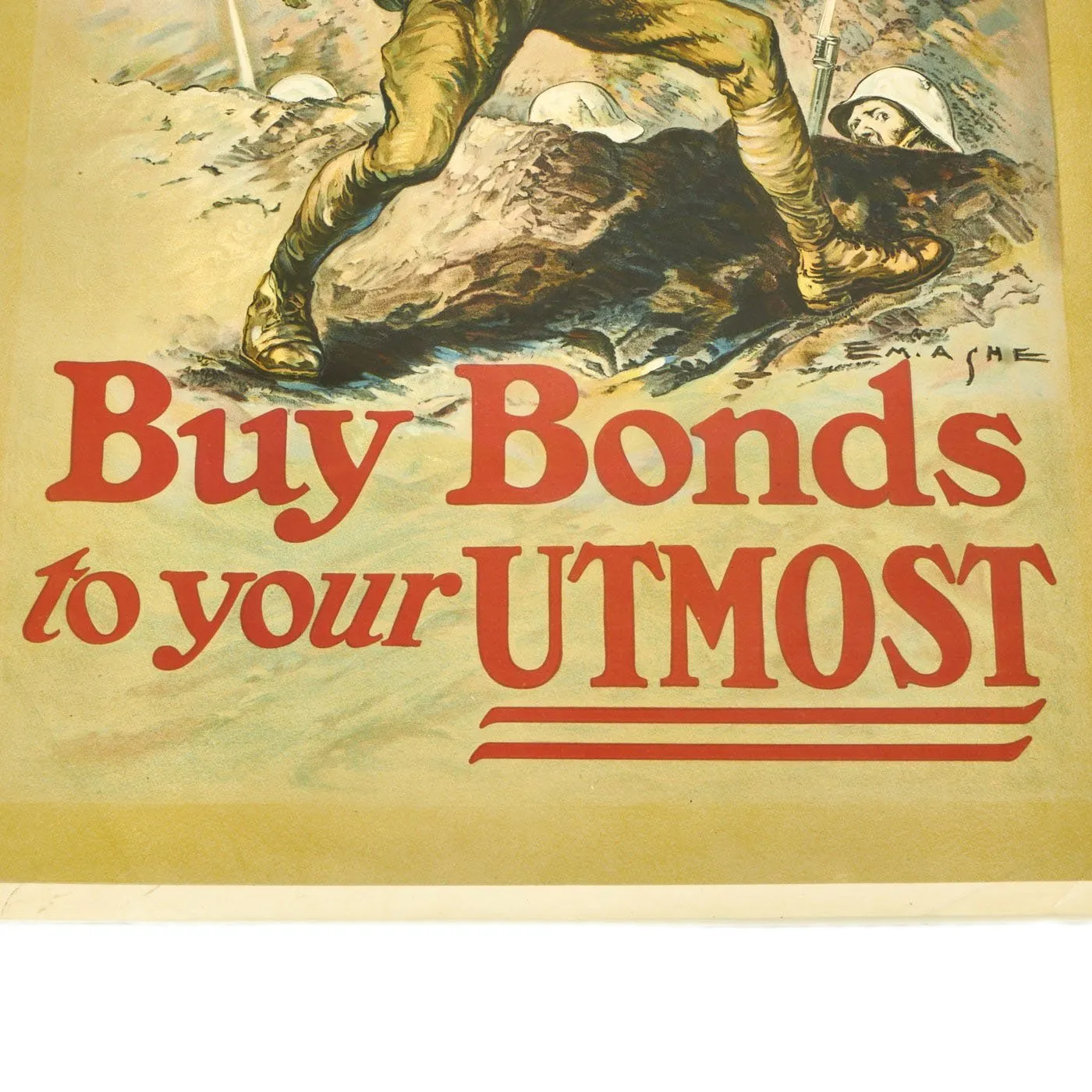 Original U.S. WWI 1918 Lend the Way They Fight Buy Bonds to your Utmost Poster