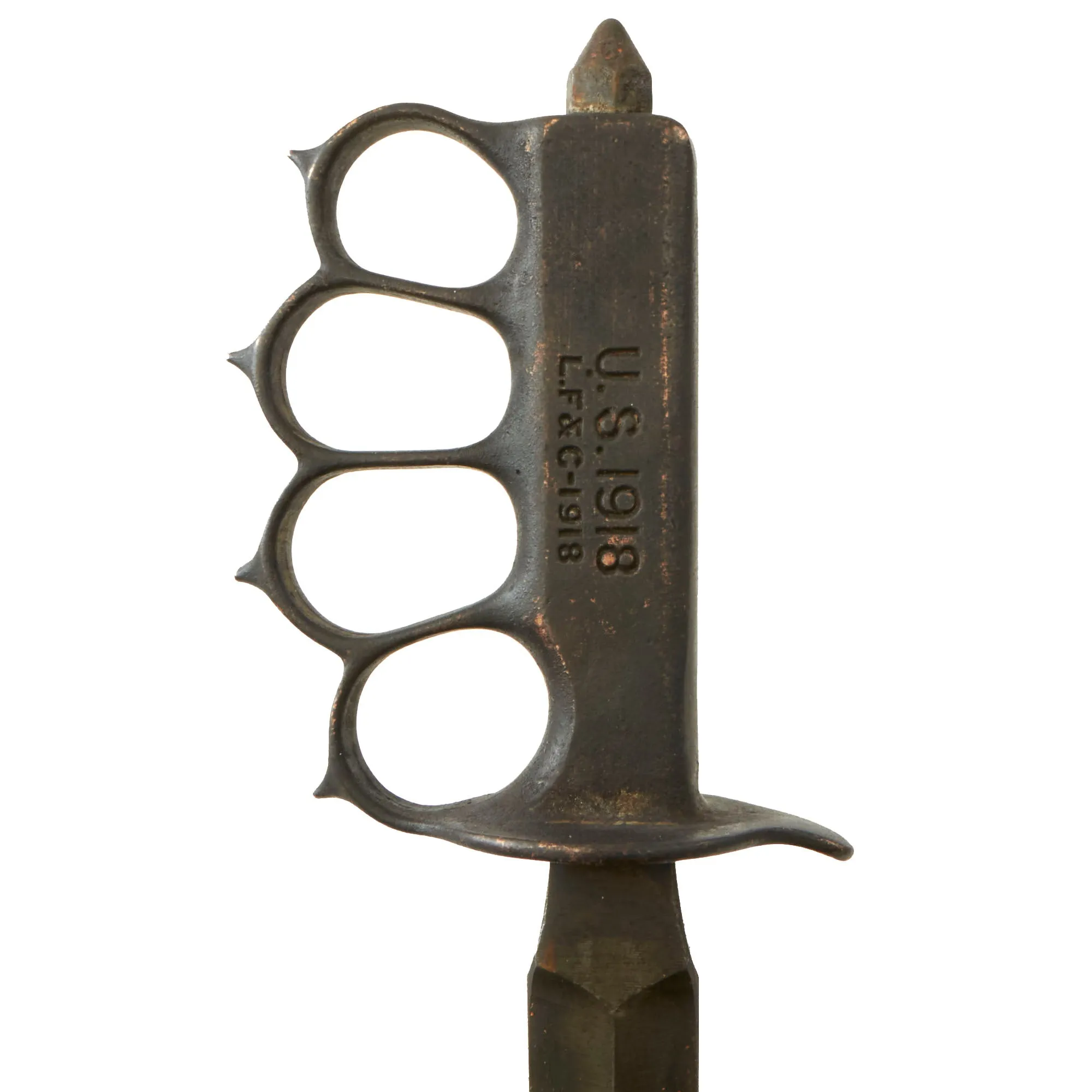 Original U.S. WWI Model 1918 Mark I Trench Knife by L. F. & C. with Modified Correct Steel Scabbard