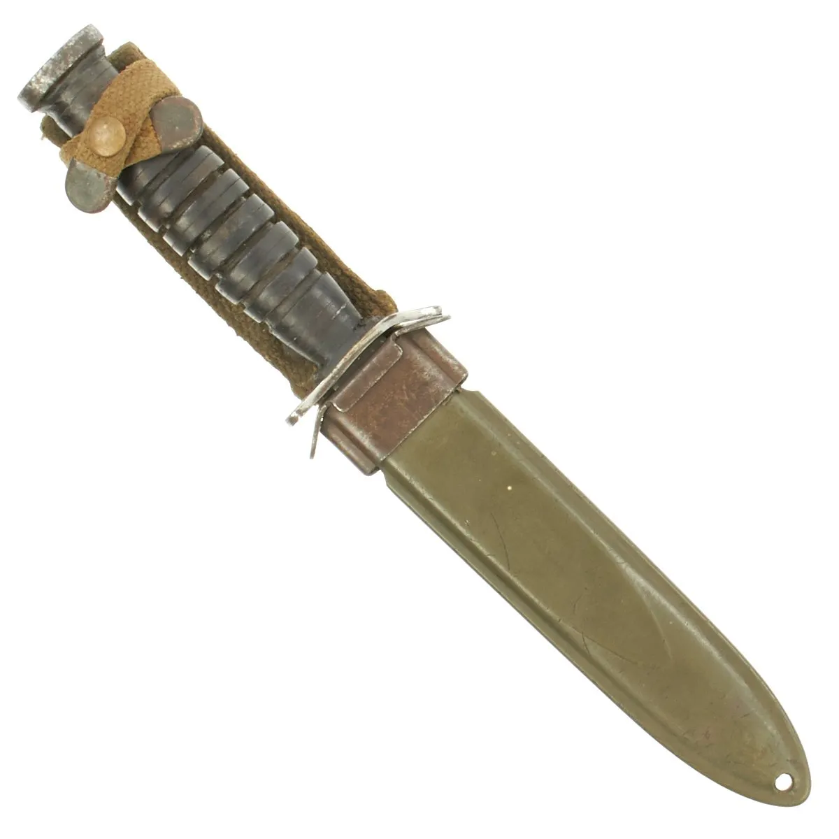 Original U.S. WWII M3 Fighting Knife by Kinfolks, Inc. with M8 Scabbard - Early Blade Marked Version