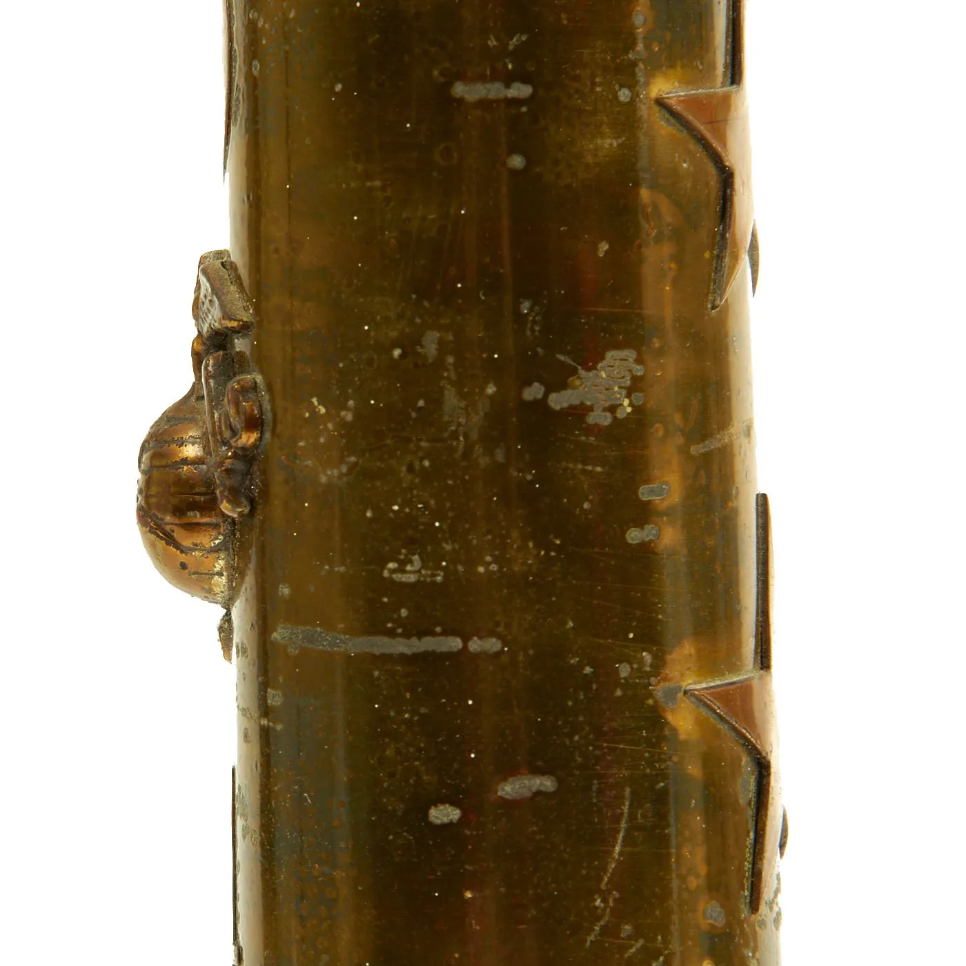 Original U.S. WWII Marine Corps Trench Art Decorated BOFORS 40mm Mk1 Inert Shell - dated 1943 & 1944