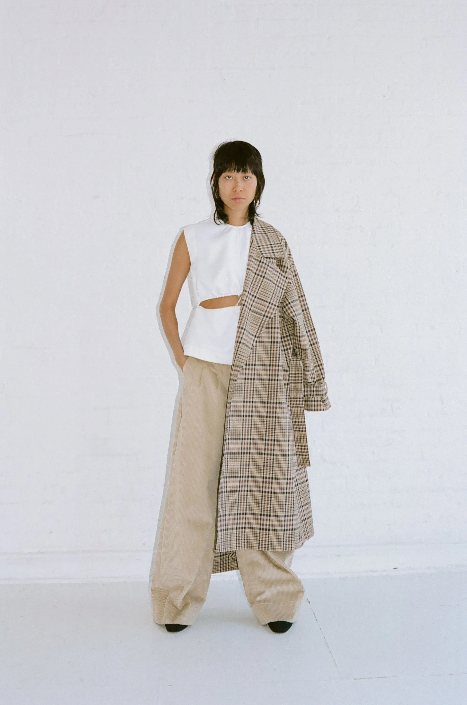 OVERSIZE TRENCH -PLAID MULTI