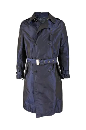 Preowned Mens Blue Iridescent Trench Coat, 2000s