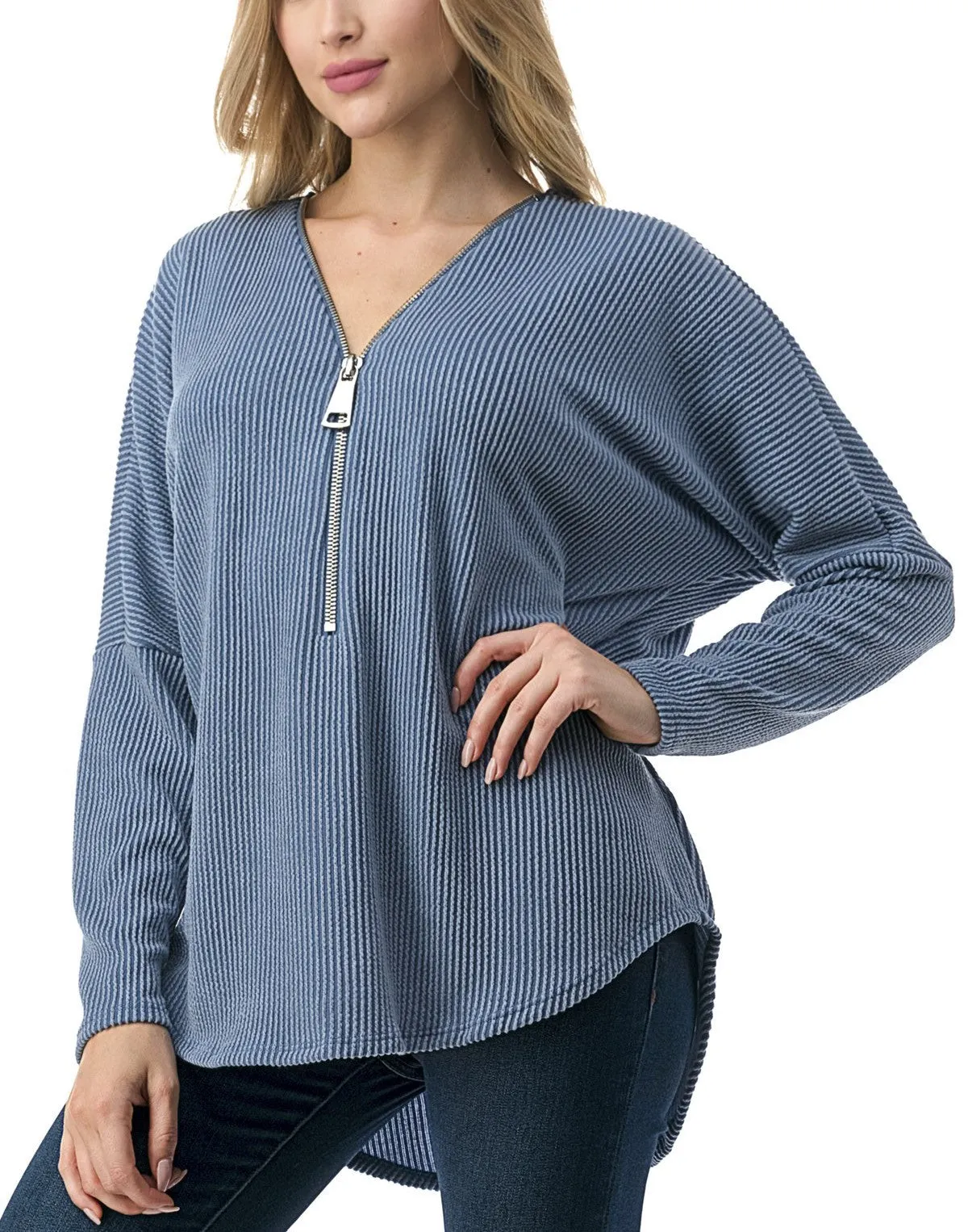 Quinn Dolman Sleeve Zipper Top