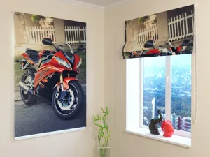 Roman Blind Red Motorcycle