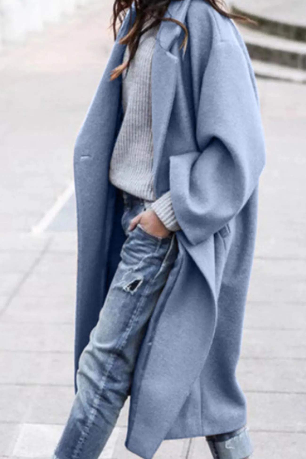 Solid Lapel Long Coat