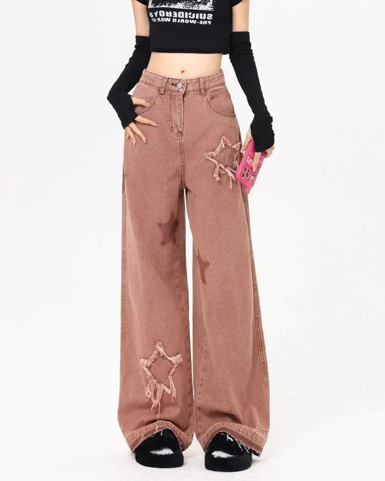 Star Aesthetic Pink Jeans